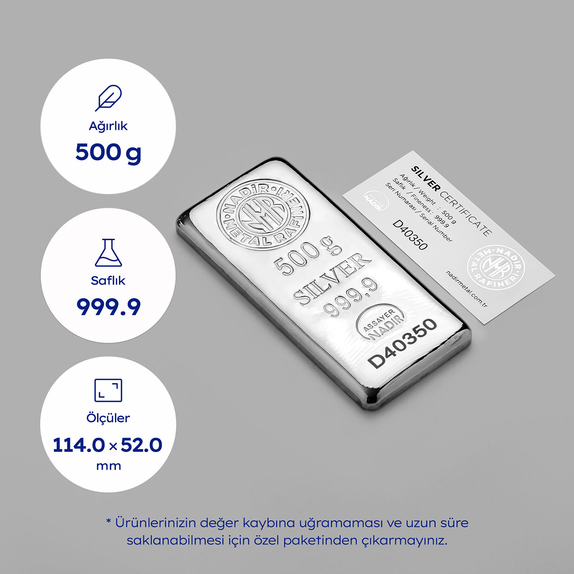NadirGold 500 Gr Gümüş Külçe - 3